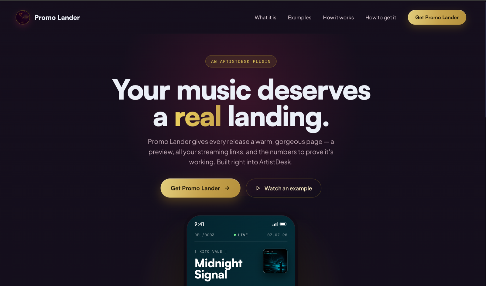 PromoLander music smart links and release landing page website at promolander.co