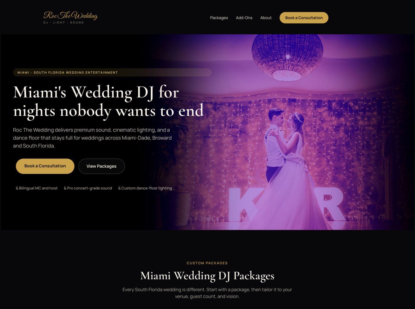 Roc The Wedding DJ and entertainment website design